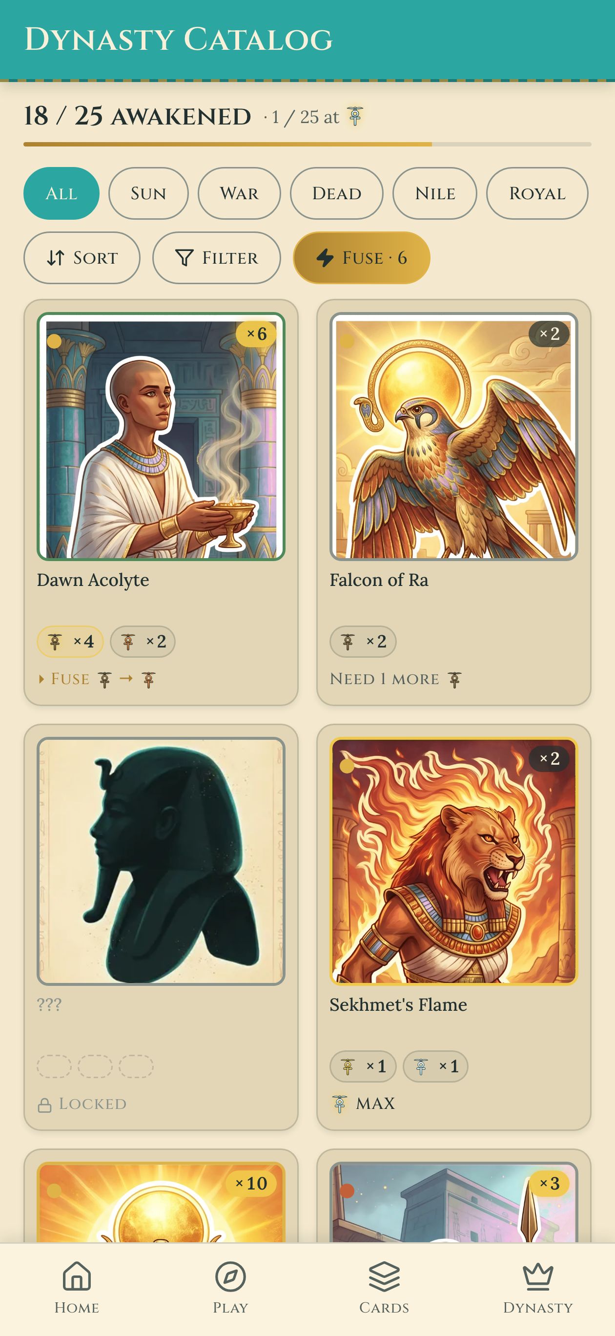 Dynasty Catalog &mdash; 2-column tile grid