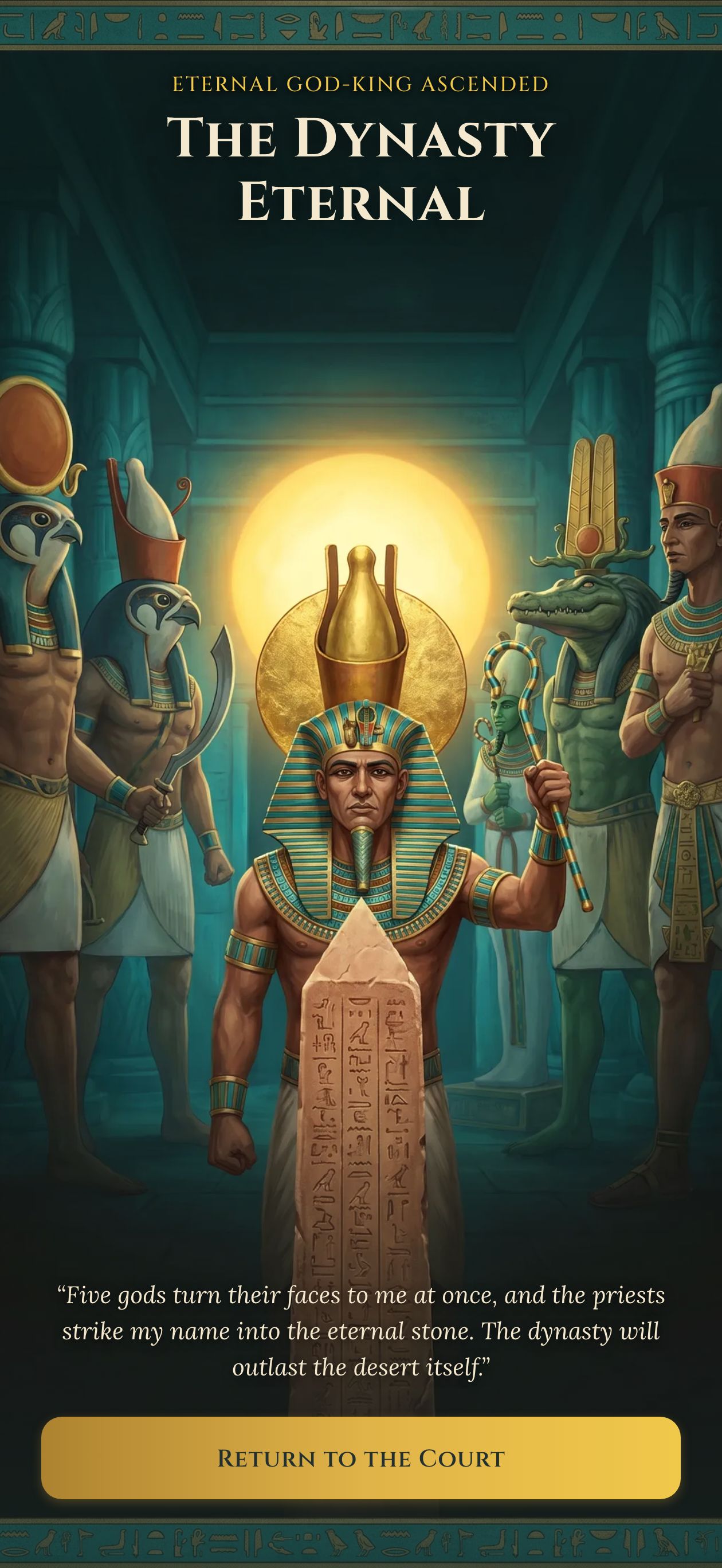 Endgame cinematic &mdash; the Eternal God-King ascension